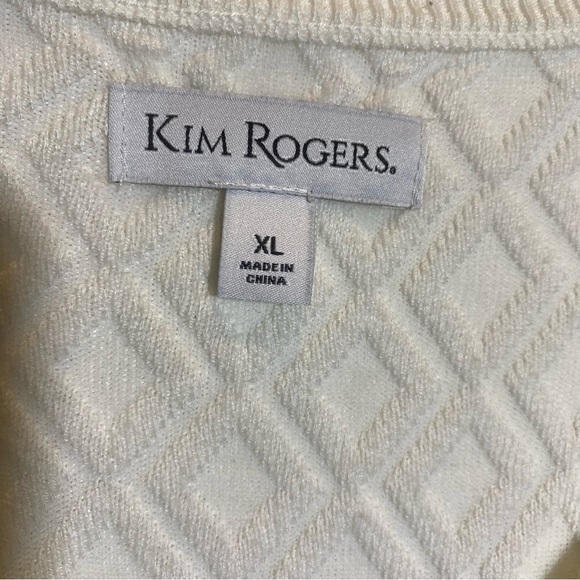 Kim Rogers women's size XL V-neck diamond pattern knit sweater long slee… - Picture 5 of 6
